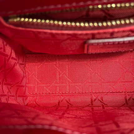 Lady Dior Mini Handbag 2017 Red Patent Leather Gold-tone Chain Strap