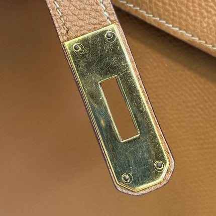 Hermes Kelly 28 Sellier Brown Gold Epsom Leather Gold Hardware 1985