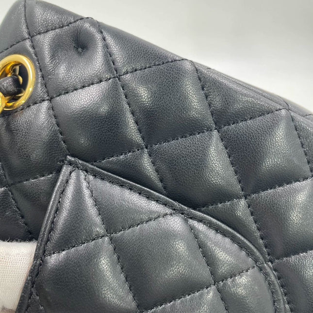 Chanel Classic Flap Vintage Medium Black Lambskin Leather with 24k Gold HW, 1991-1994