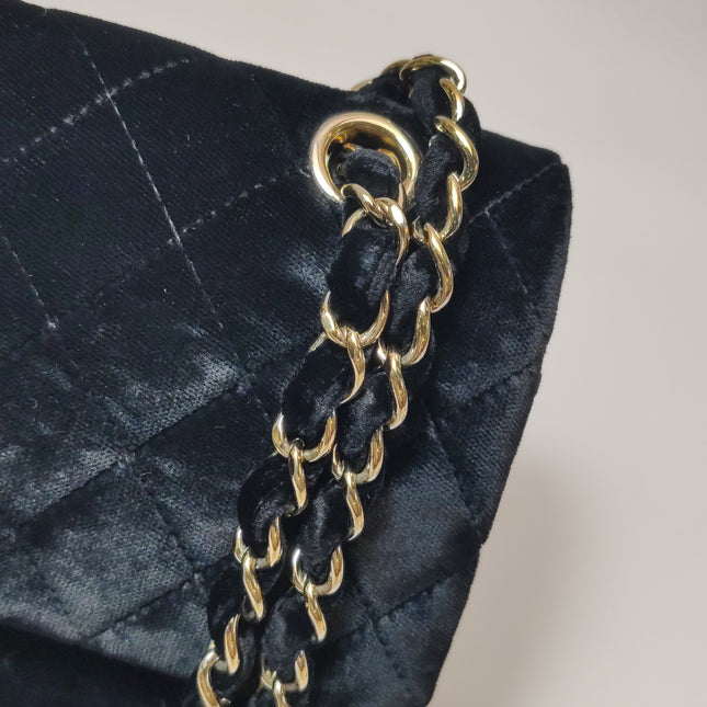 Chanel Classic Flap Medium Black Velvet Gold Hardware, 2014-2015