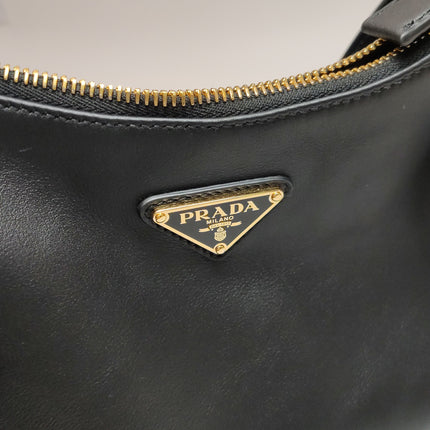 Prada Aimée Black Medium Calfskin Leather Shoulder Bag