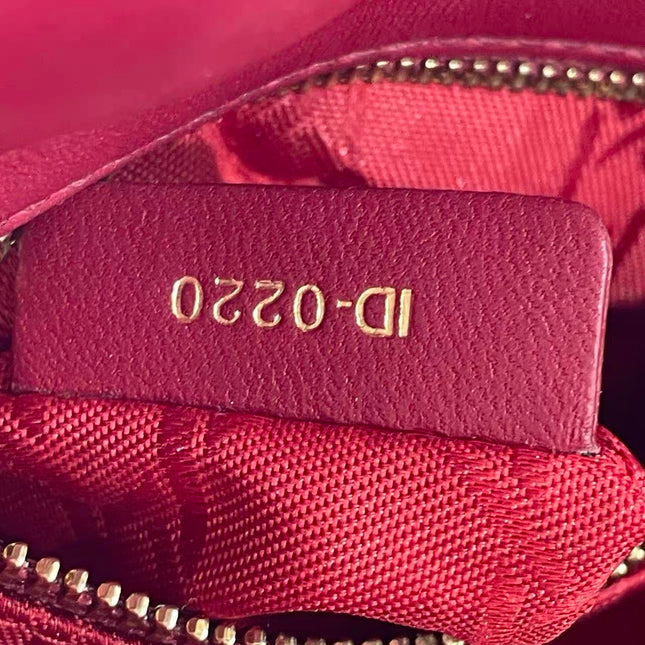 Lady Dior Mini 2020 Dark Red Lambskin Leather Gold HW Chain Strap