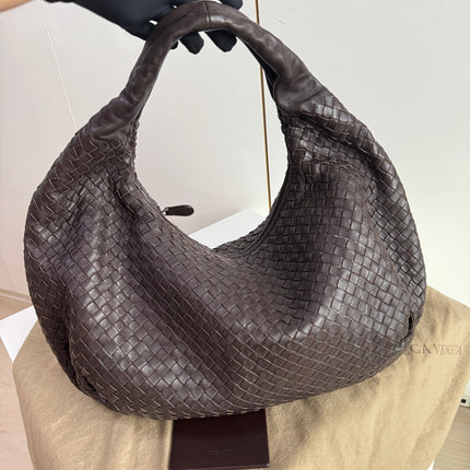 Bottega Veneta Belly Hobo Intrecciato Lambskin Leather Dark Chocolate Brown Large 50cm-Luxbags