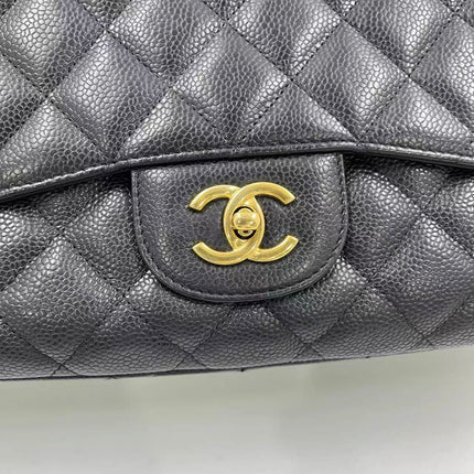 Chanel Classic Flap Jumbo 2009 Black Caviar Leather Single Flap Gold Hardware
