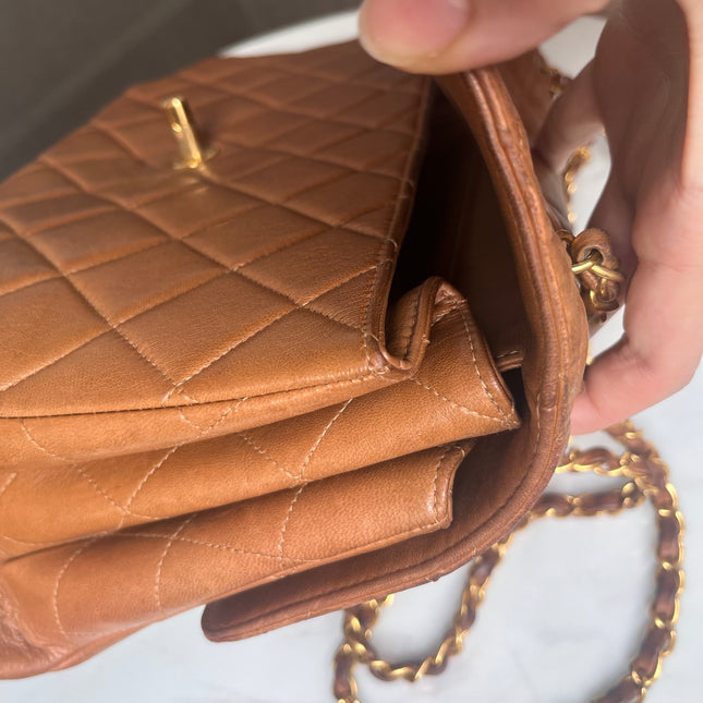 Sold Chanel Double Sided Classic Flap Caramel Leather Handbag