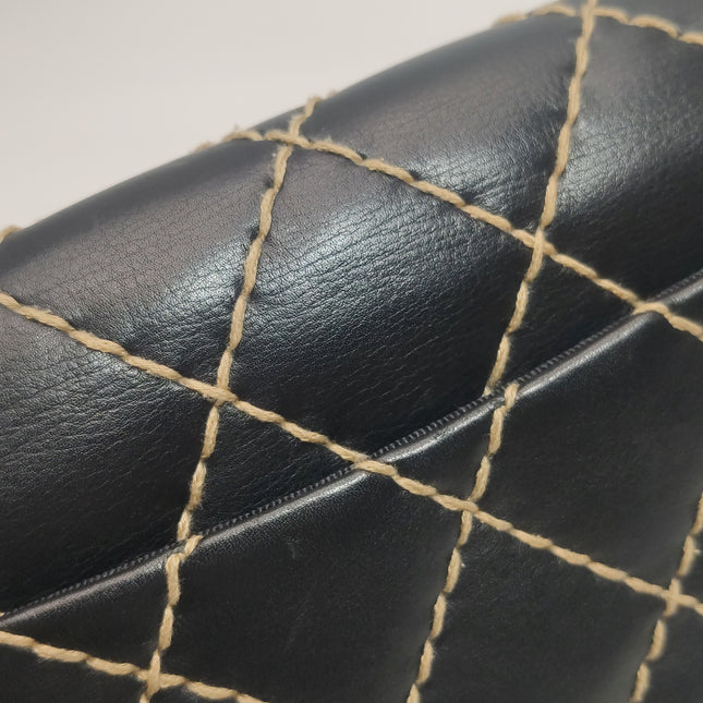 Chanel Wild Stitch Flap Black Leather with Stitching Detail 2000-2002