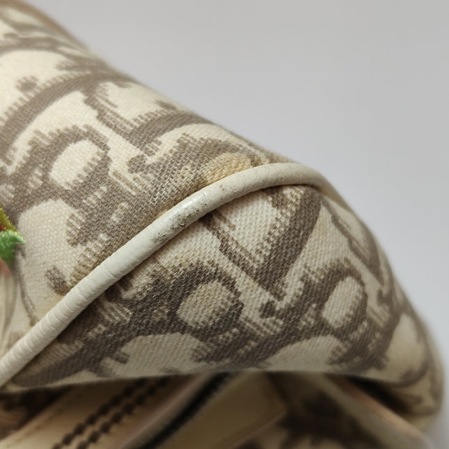 Dior Vintage Embroidered Diorissimo Bowler Bag Top White Monogram