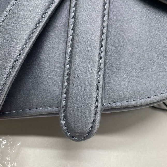 Sold Dior Saddle Mini Silk Blue with Crystal Embedded Buckles
