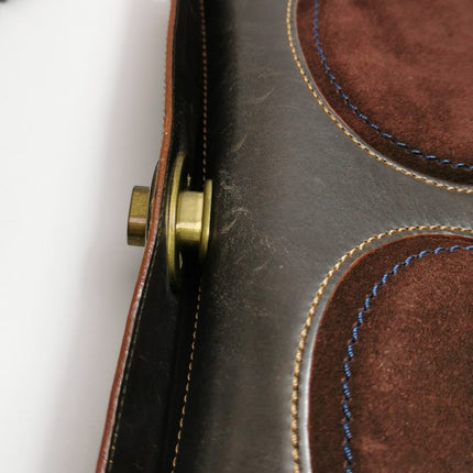 Loewe Shoulder Bag Suede and Leather Dark Brown