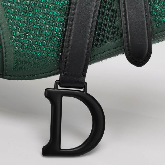 Sold Dior Saddle Mini 2019 Black and Green Beaded Shoulder Bag