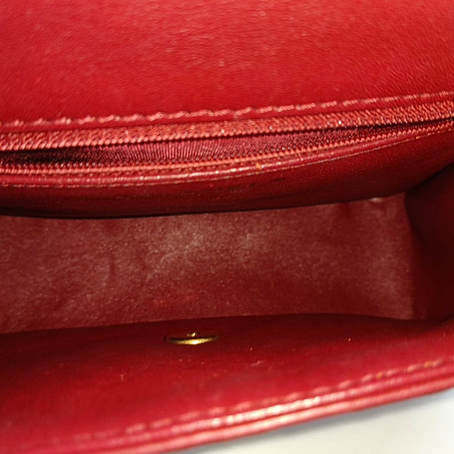 Chanel Paris-Rome Cross Stitch Mini Coco Handle Red Lambskin Crossbody Bag, 2017