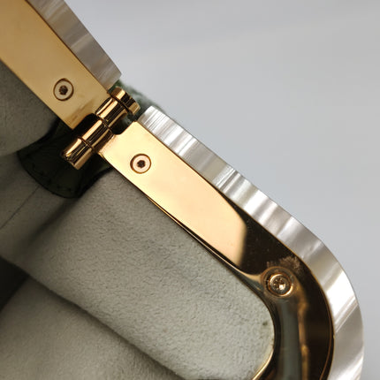 Gucci Crocodile-Pattern Green Velvet Jacquard Handbag Crystal Ribbon Chain Strap