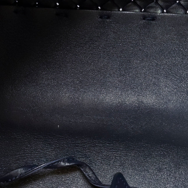 Bottega Veneta Cabat MM Intreccio Leather Tote Bag Navy 40cm