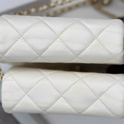 Chanel White Quilted Lambskin Double Side Pack Bags Aged Gold Hardware 2019