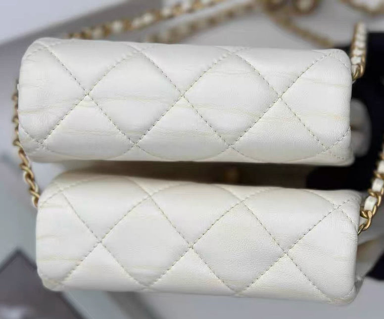Chanel White Quilted Lambskin Double Side Pack Bags Aged Gold Hardware 2019