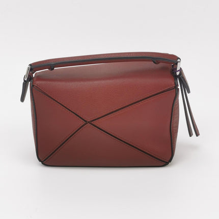 Loewe Puzzle Mini Burgundy Calfskin Leather Crossbody Bag