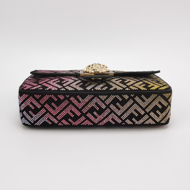 Fendi x Versace Baguette Black Suede With Multi-color Crystal Embellishment