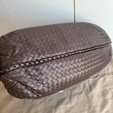Bottega Veneta Belly Hobo Intreccio Leather Dark Chocolate Brown Large 50cm