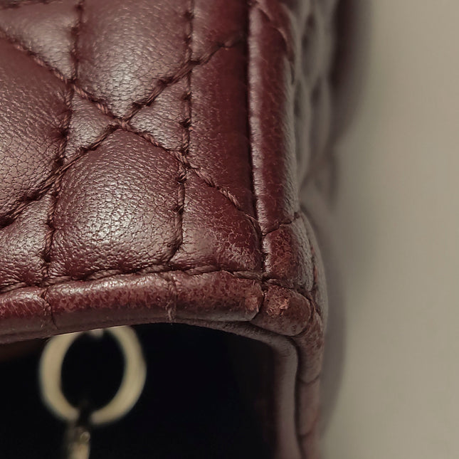 Lady Dior Large Bag Burgundy Lambskin Cannage Leather