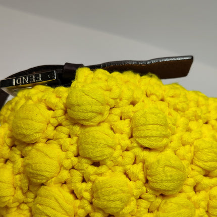 Fendi Mamma Baguette Bag Yellow Crochet Shoulder Bag