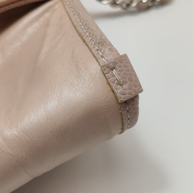 Chanel Deauville Tote Medium Pink Leather Top Handle Leather Chain Straps