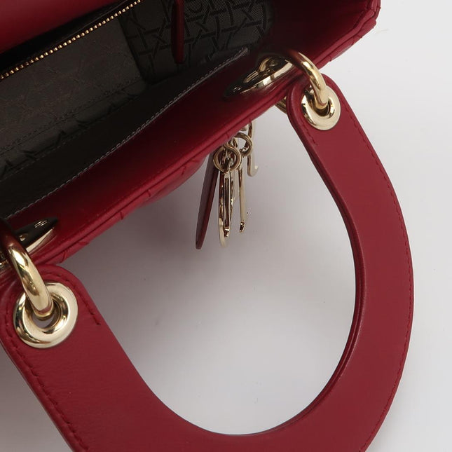 Lady Dior Small My Abcdior Burgundy Lambskin Cannage Leather Gold Hardware 2017