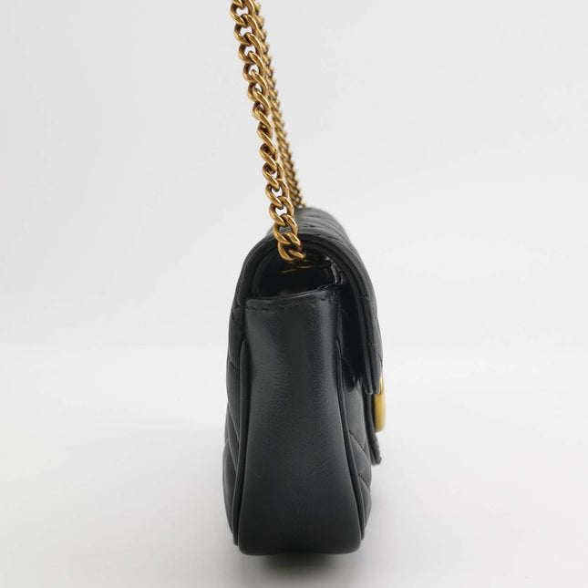 Sold Gucci Marmont Super Mini Flap Leather Bag Black Leather
