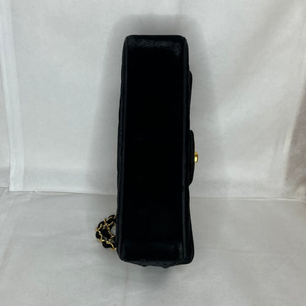 Chanel Classic Flap Maxi Black Velvet Leather Giant Gold CC Logo