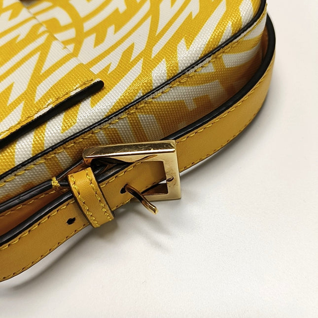 Fendi Baguette 1997 Re-edition Yellow Psychedelic Print Canvas Shoulder Bag