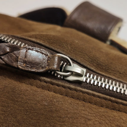 Dior Flight Medium Brown Shearling Leather Shoulder Bag