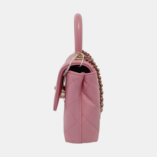 Chanel Coco Handle Super Mini Pink Caviar Leather Gold Hardware Crossbody Bag