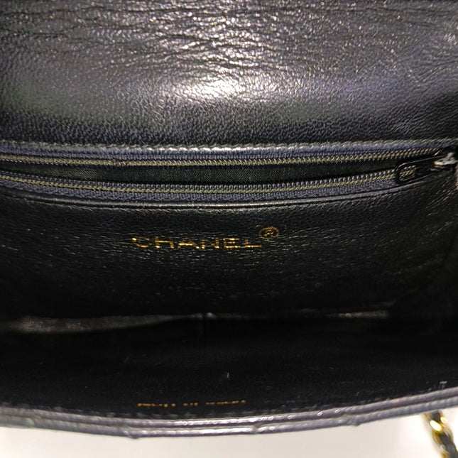 Chanel Vintage Mini CC Tassel Flap Bag Black Lambskin Matelasse Chain