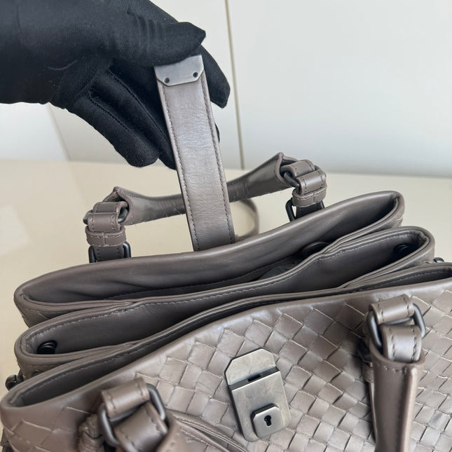Bottega Veneta Roma Handbag Bag Intrecciato Nappa Leather Grey Mini 25cm