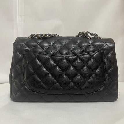 Chanel Classic Flap Jumbo 2009 Black Caviar Leather Single Flap Silver Hardware