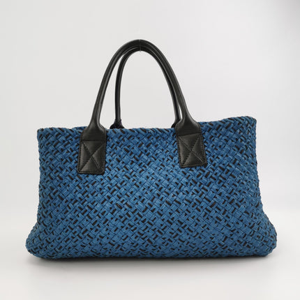 Bottega Veneta Cabat Tote Intreccio Leather Navy and Black 42cm