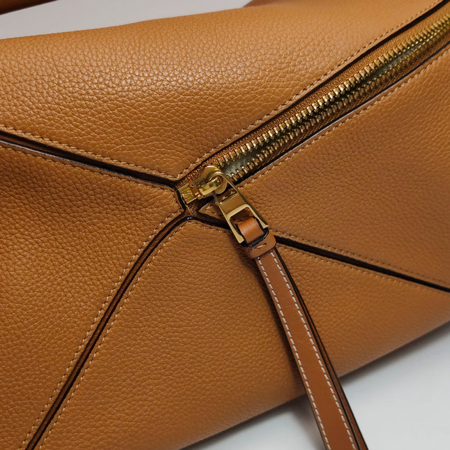 Loewe Puzzle Medium Brown Leather with Embroidered Multicolor Strap