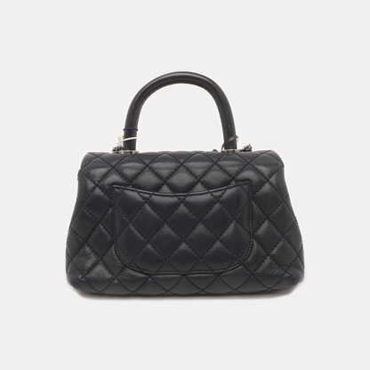 Chanel Coco Handle Small Navy Caviar Leather Silver Hardware