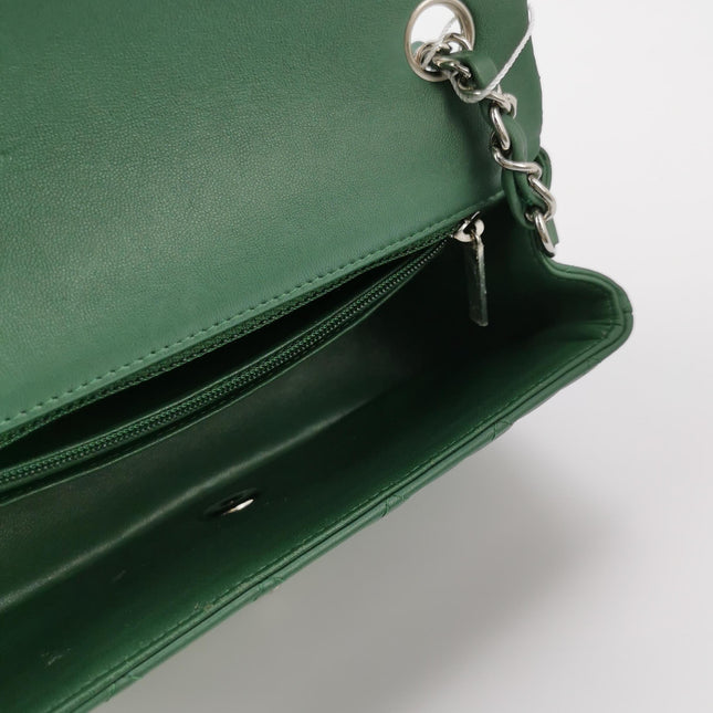 Chanel Classic Flap Mini 2019 Green Lambskin Leather Silver Hardware