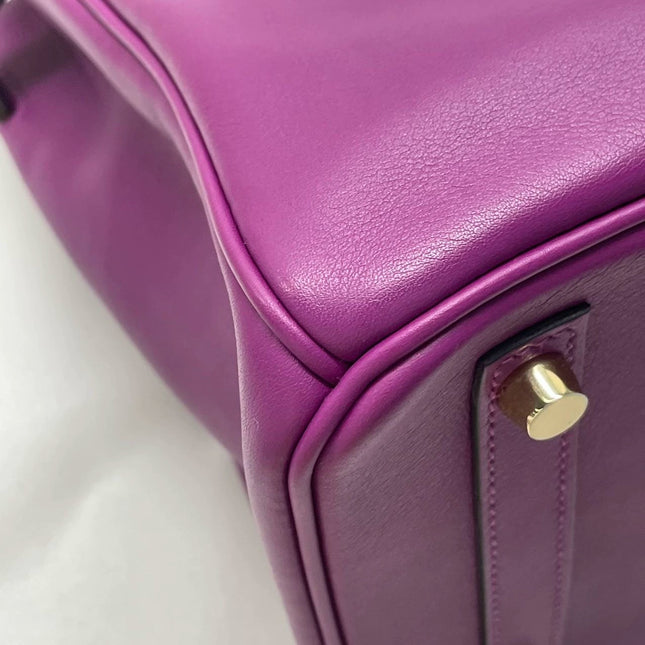 Hermes Birkin 30 HSS Special Order Anemone Purple Swift Leather Mango Yellow Interior GHW, 2017