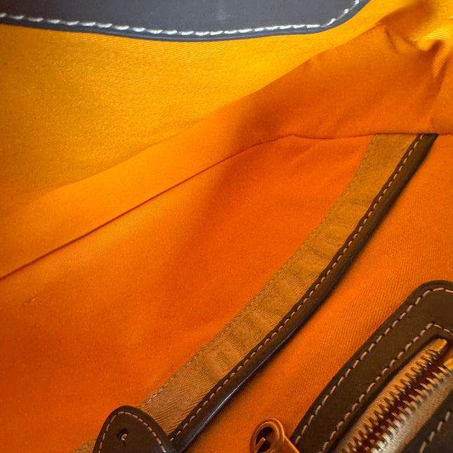 Goyard Ambassade Document Case Small 35cm Handbag Grey Canvas Leather Silver Hardware