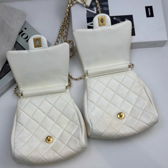 Chanel White Quilted Lambskin Double Side Pack Bags Aged Gold Hardware 2019