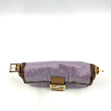 Sold FENDI Baguette Lilac Purple Glitter beads and Gold Leather