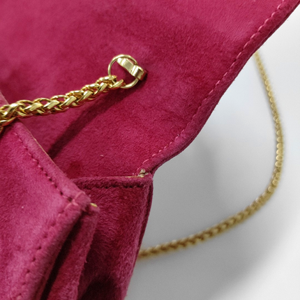 Gucci Bamboo 1947 Night Super Mini Pink Suede Evening Bag with Chain