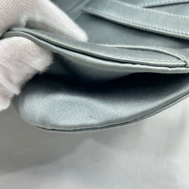 Sold Dior Saddle Mini Silk Blue Grey with Crystal Embedded Buckles