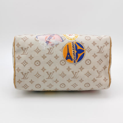 Louis Vuitton Speedy 30 Bandouliere Monogram Hotel Labels White Multicolor