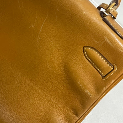 Hermes Kelly 32 Retourne 1976 Gold Box Leather Gold Hardware