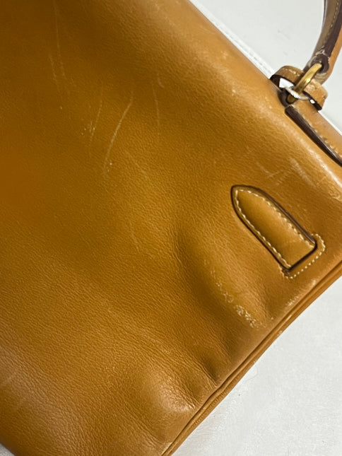 Hermes Kelly 32 Retourne 1976 Gold Box Leather Gold Hardware