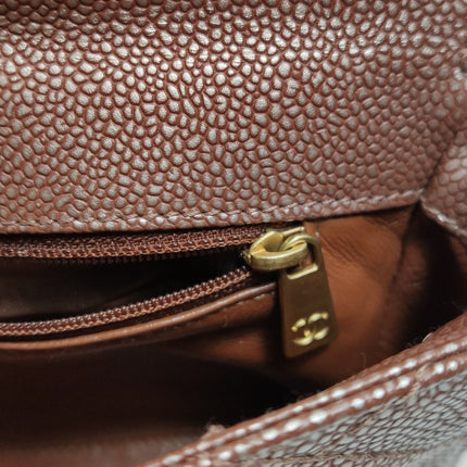 Chanel Vintage Medium Iridescent Brown Caviar Leather Shoulder Bag Gold Hardware