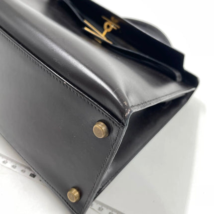 Hermes Kelly 32 Sellier Dark Chocolate Brown Box Leather Gold Hardware 1988