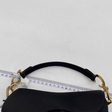 Dior Saddle Mini Silk Black with Crystal Embedded Buckles